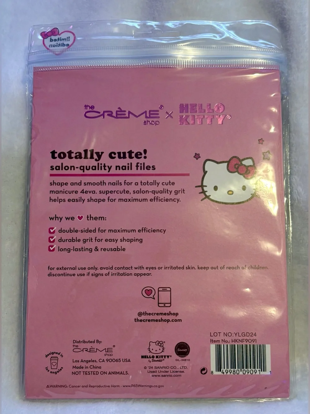 Hello Kitty Pink Salon-Quality Nail Files by The Crème Shop